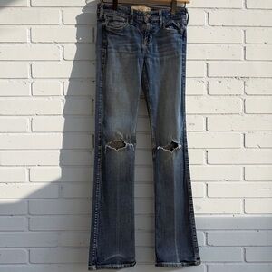 Hollister Bootcut Distressed Knee Jeans Light Wash W26 Y2K